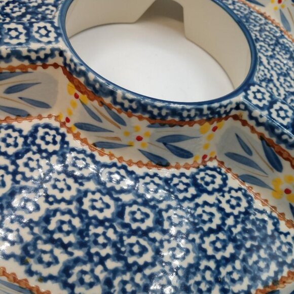 Old World Blue Temptations Chip and Dip/Vegetable 3 section 12" x 2" - Picture 5 of 5